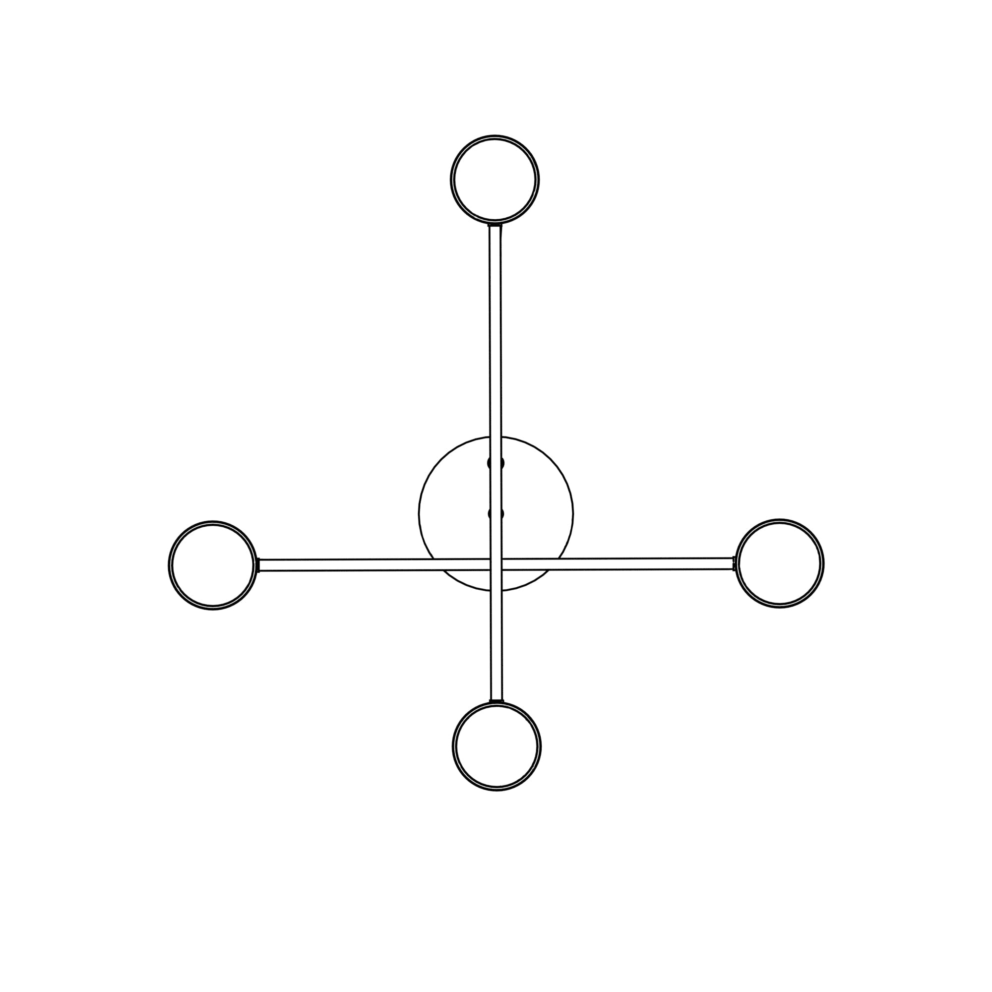 Lampa sufitowa INEZ 4 - punktowa CZARNA plafon 60cm Minimalistyczna Metal - LAITICA