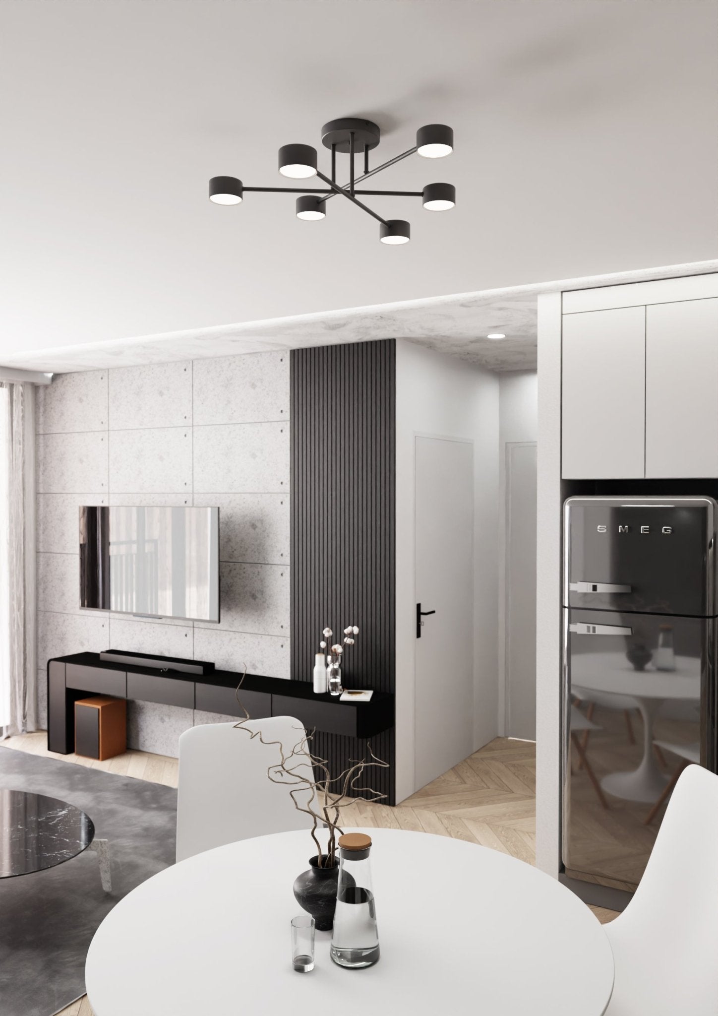 Lampa sufitowa INEZ 6 - punktowa GX53 Nowoczesna oświetlenie do salonu CZARNA - LAITICA