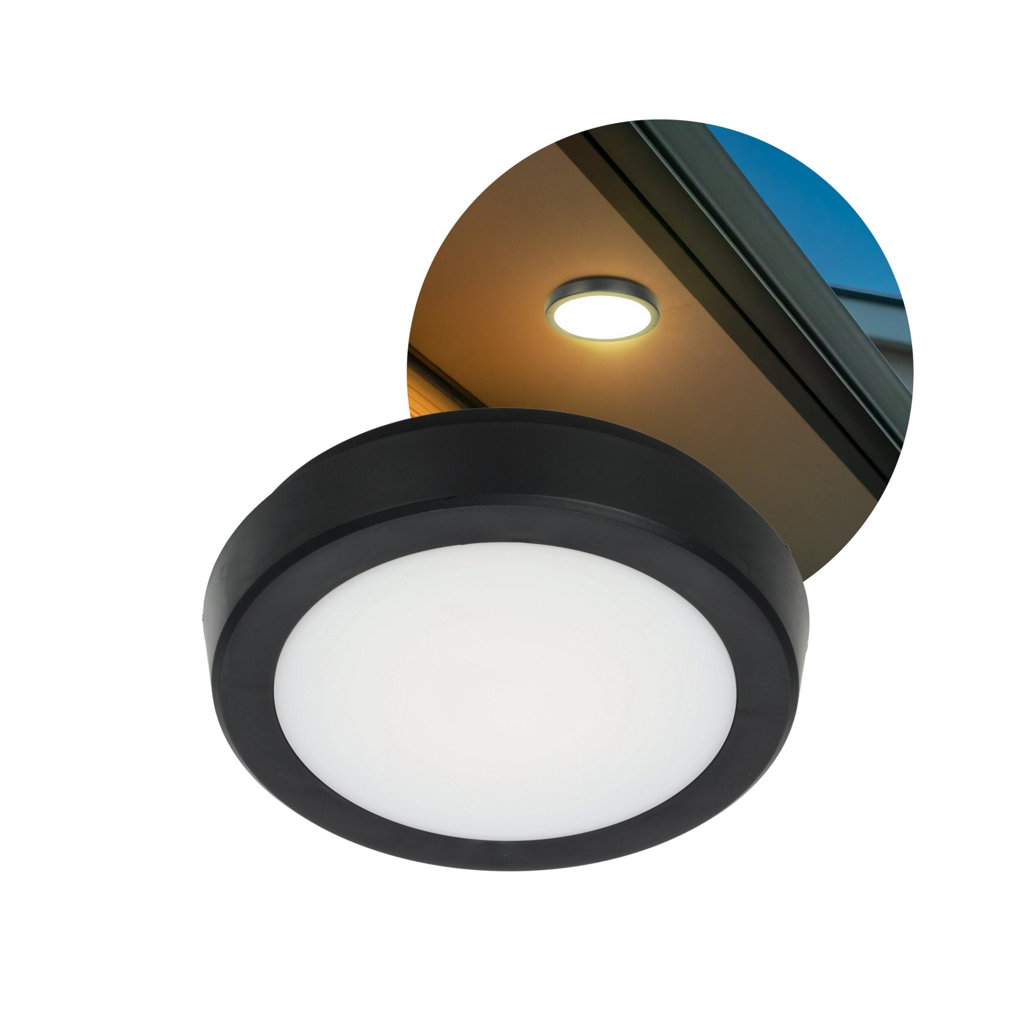 Lampa Sufitowa LED 12W Czarna Okrągła CCT Regulacja Barwy Oprawa Natynkowa - LAITICA