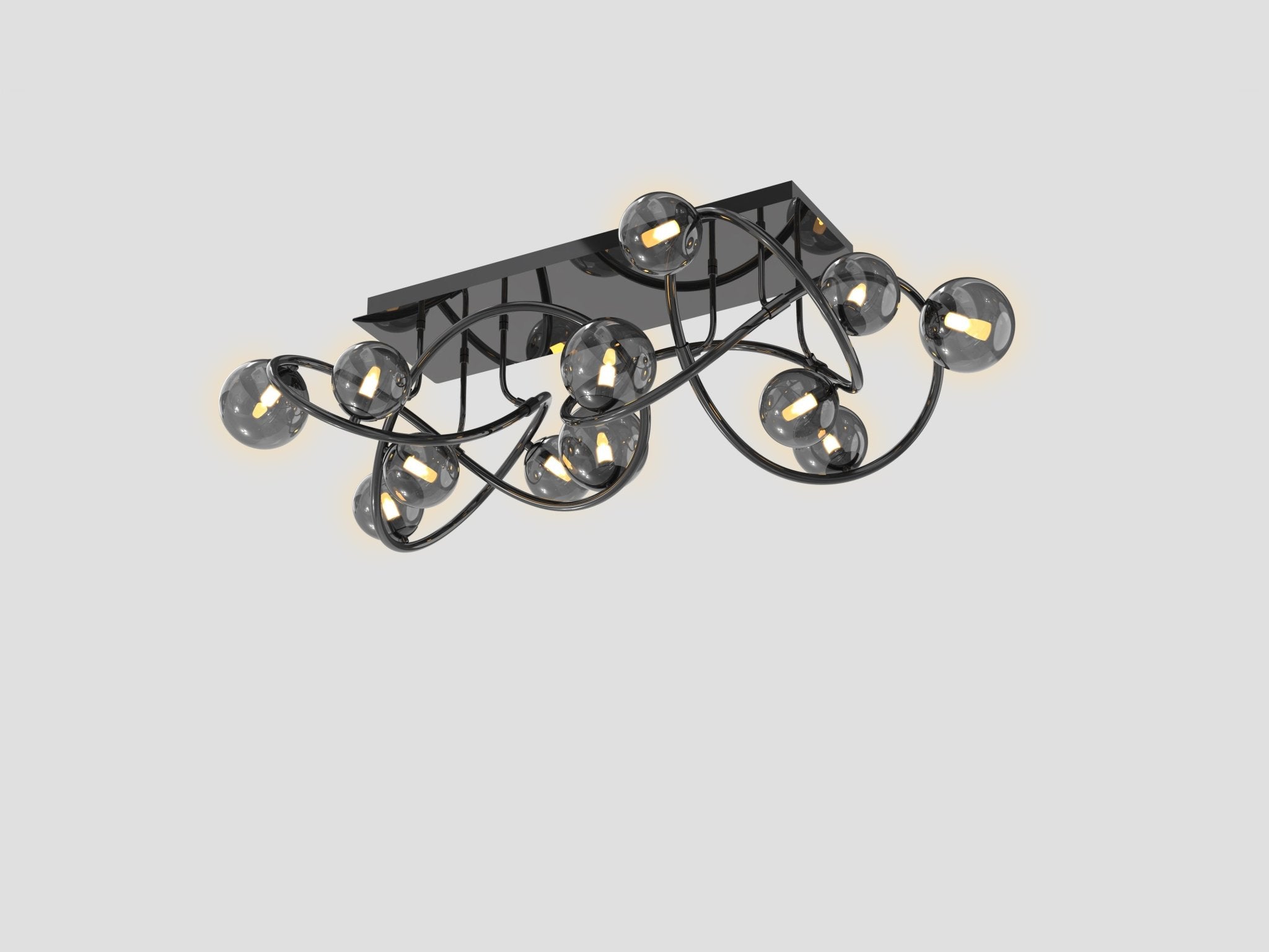 Lampa sufitowa MALTA ozdobna 12 punktów światła BARWA CIEPŁA dymione klosze - LAITICA