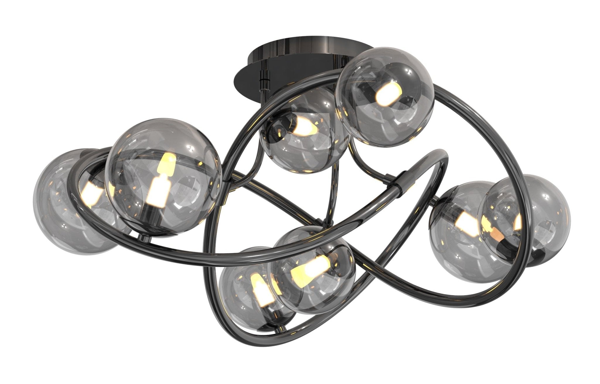 Lampa sufitowa MALTA ozdobna 8 punktów światła BARWA CIEPŁA dymione klosze - LAITICA