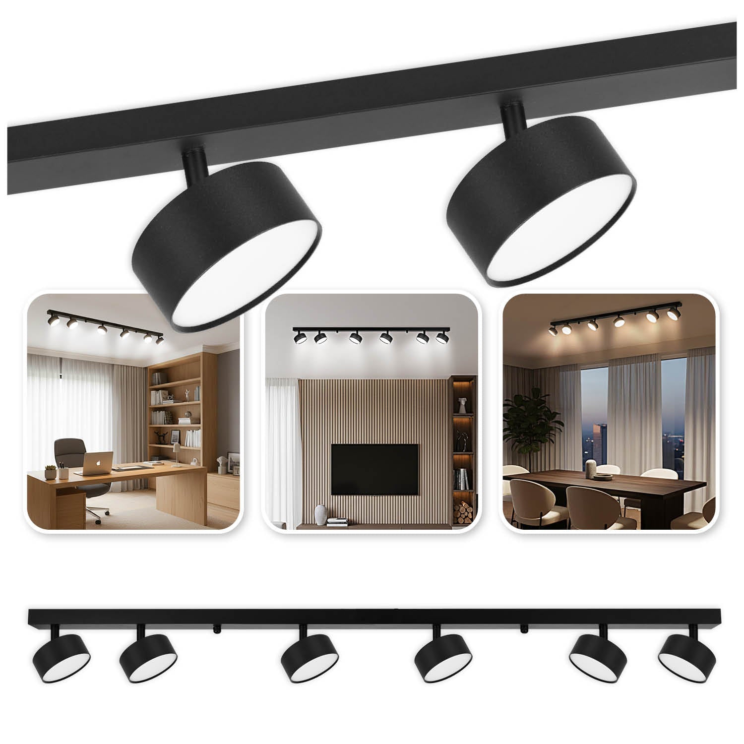 Lampa sufitowa natynkowa 6x GX53 czarna regulowana - LAITICA