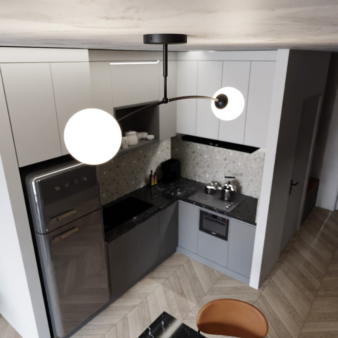 Lampa sufitowa PREGOS 2 BLACK klasyczna, klosz, czarno/biała - LAITICA