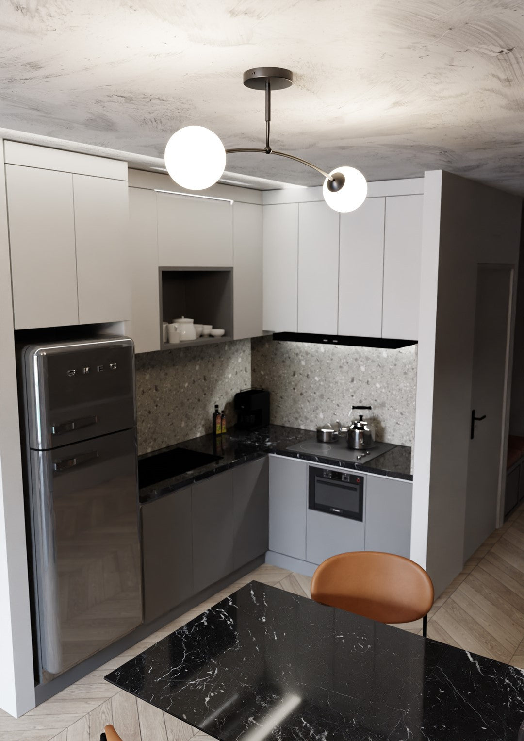 Lampa sufitowa PREGOS 2 BLACK klasyczna, klosz, czarno/biała - LAITICA