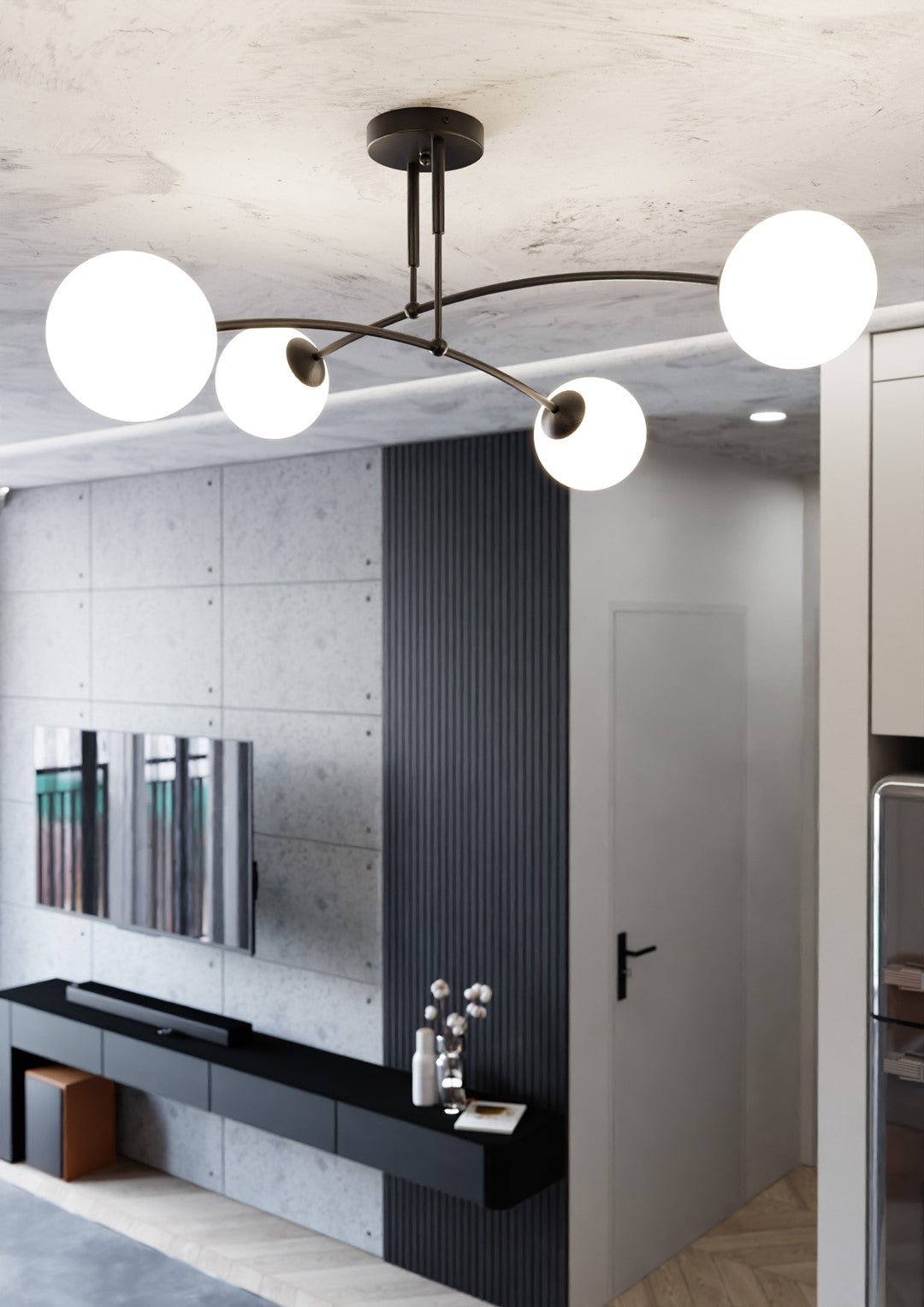 Lampa sufitowa PREGOS 4 BLACK klasyczna, klosz, czarno/biała - LAITICA