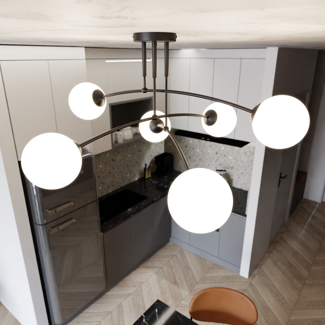 Lampa sufitowa PREGOS 6 BLACK klasyczna, klosz, czarno/biała - LAITICA