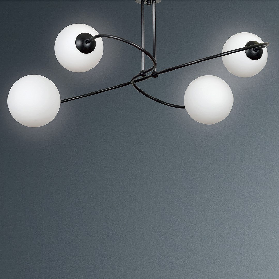 Lampa sufitowa SELBI 4 BLACK klasyczna, klosz, czarno/biała - LAITICA