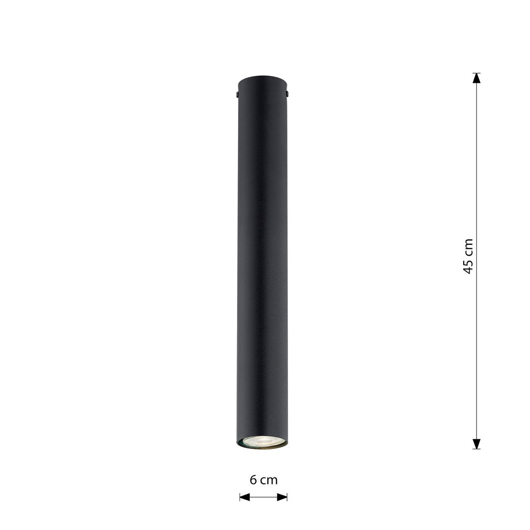 Lampa sufitowa TECNO 1L BLACK nowoczesna, spot, czarna - LAITICA