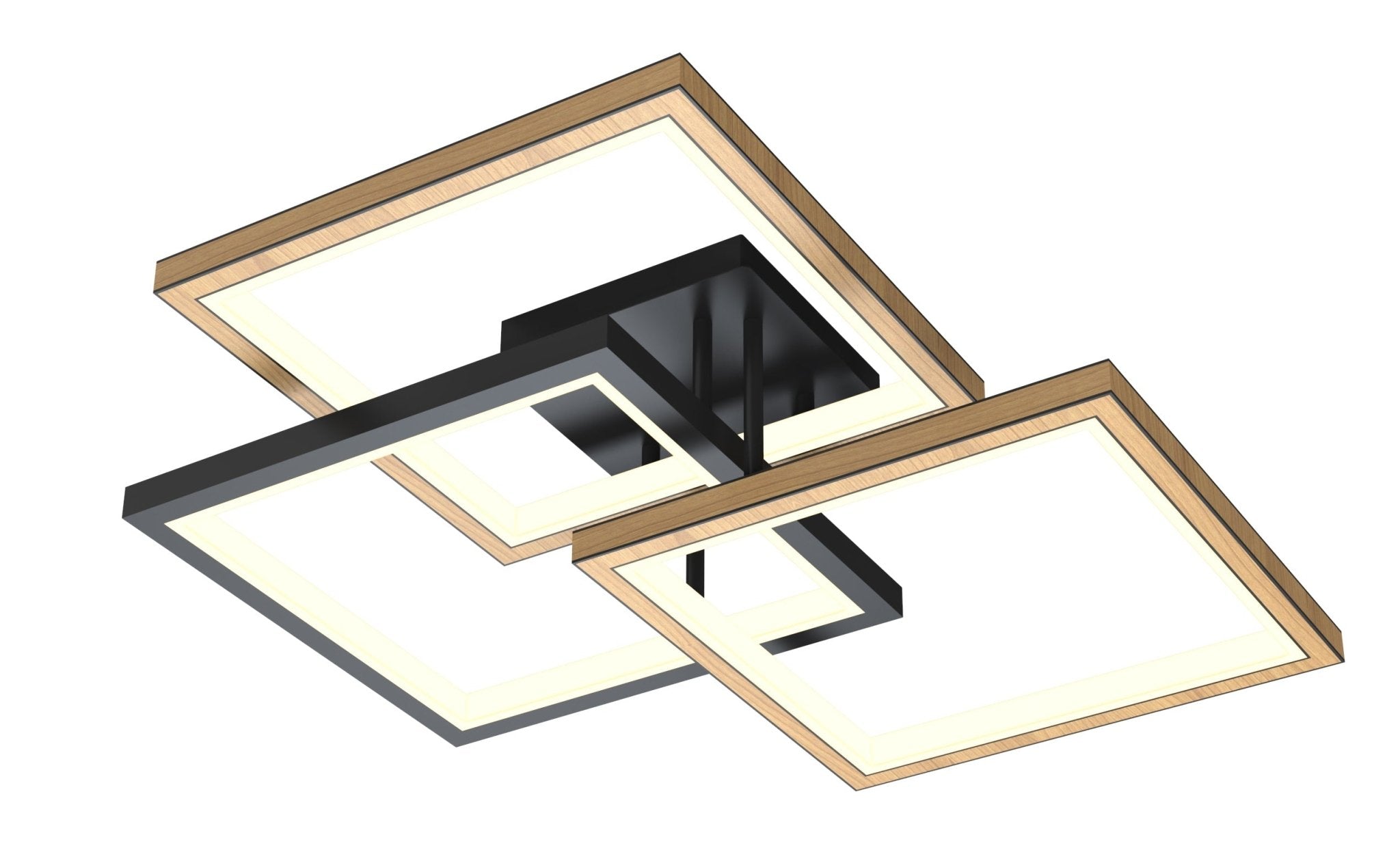 Lampa sufitowa trójka LED MALTA geometryczna BARWA CIEPŁA czarny/drewno - LAITICA