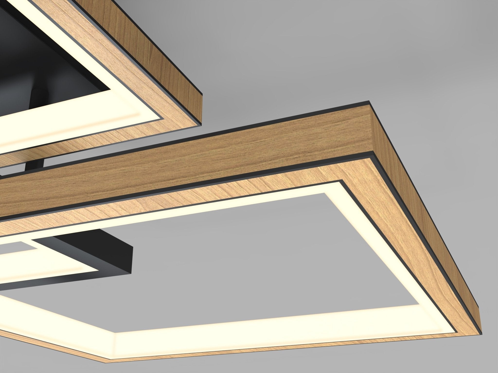 Lampa sufitowa trójka LED MALTA geometryczna BARWA CIEPŁA czarny/drewno - LAITICA