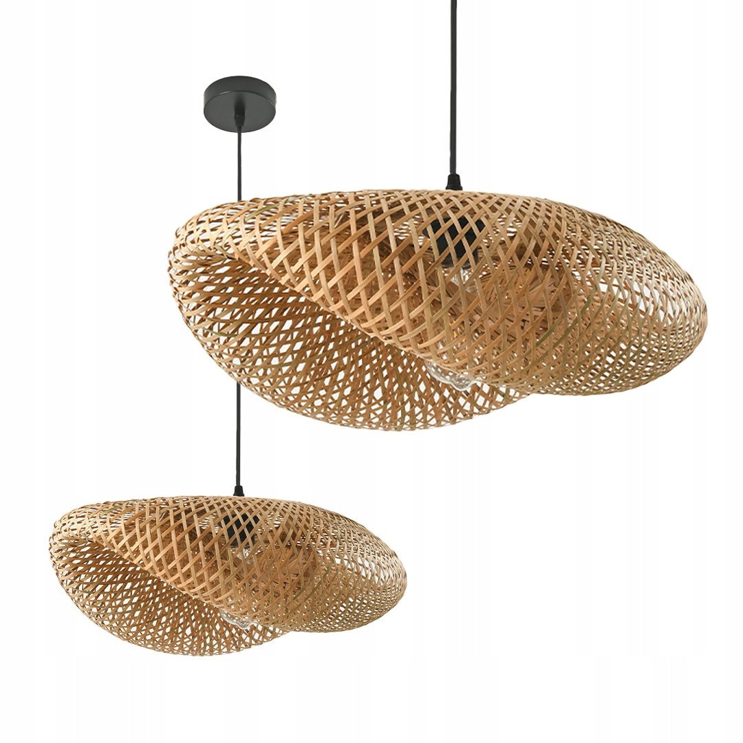 Lampa Sufitowa w Stylu BOHO Wisząca E27 DUŻA 50cm Bambusowa Naturalna - LAITICA