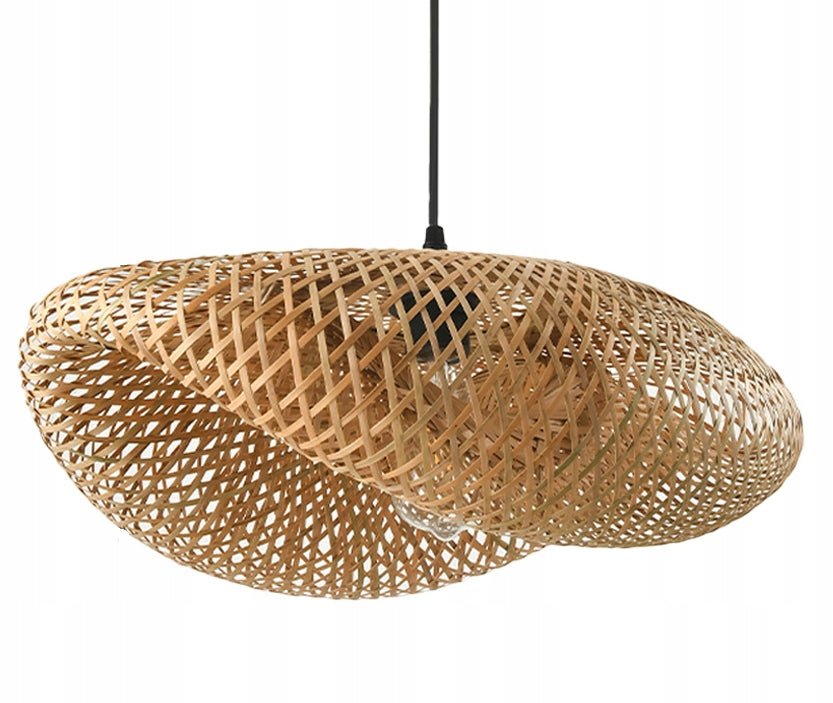 Lampa Sufitowa w Stylu BOHO Wisząca E27 DUŻA 50cm Bambusowa Naturalna - LAITICA