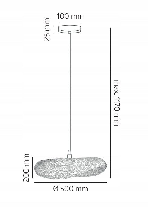 Lampa Sufitowa w Stylu BOHO Wisząca E27 DUŻA 50cm Bambusowa Naturalna - LAITICA