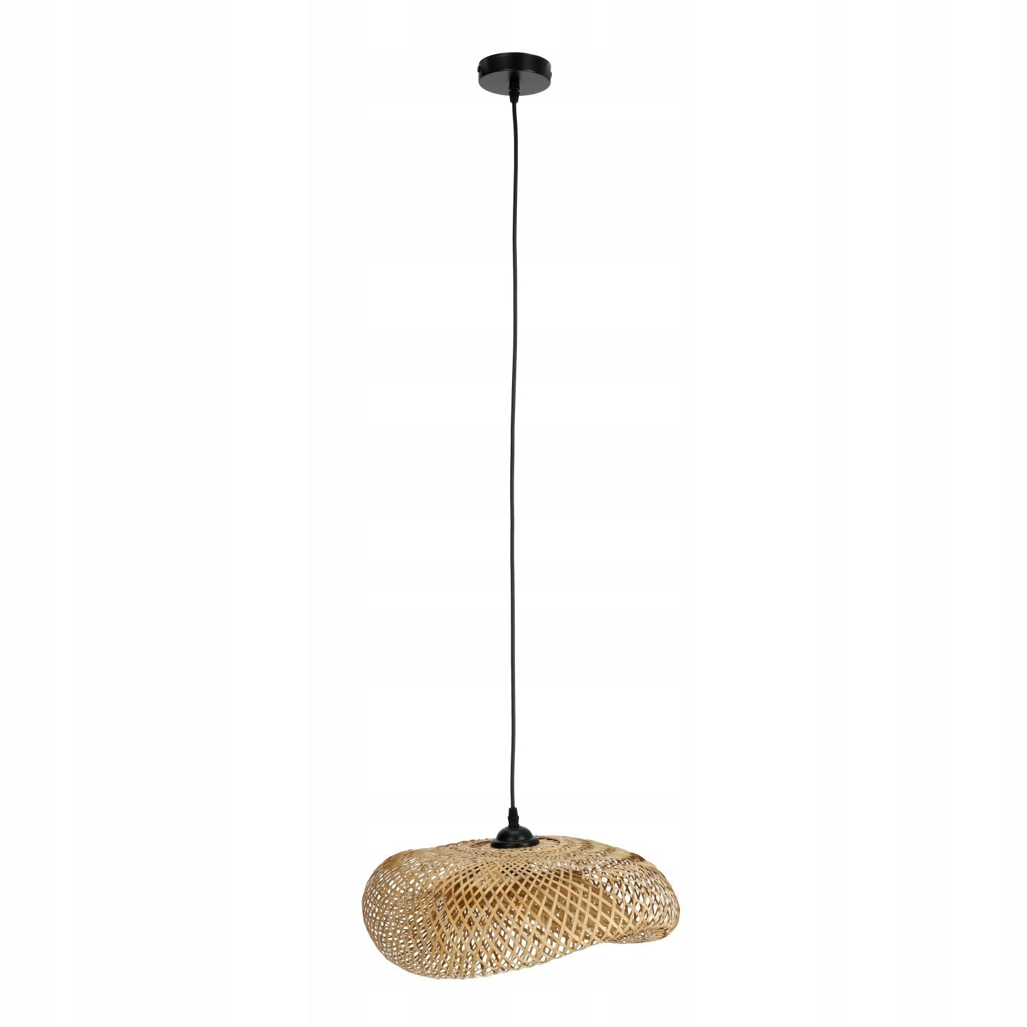 Lampa Sufitowa w Stylu BOHO Wisząca E27 DUŻA 50cm Bambusowa Naturalna - LAITICA