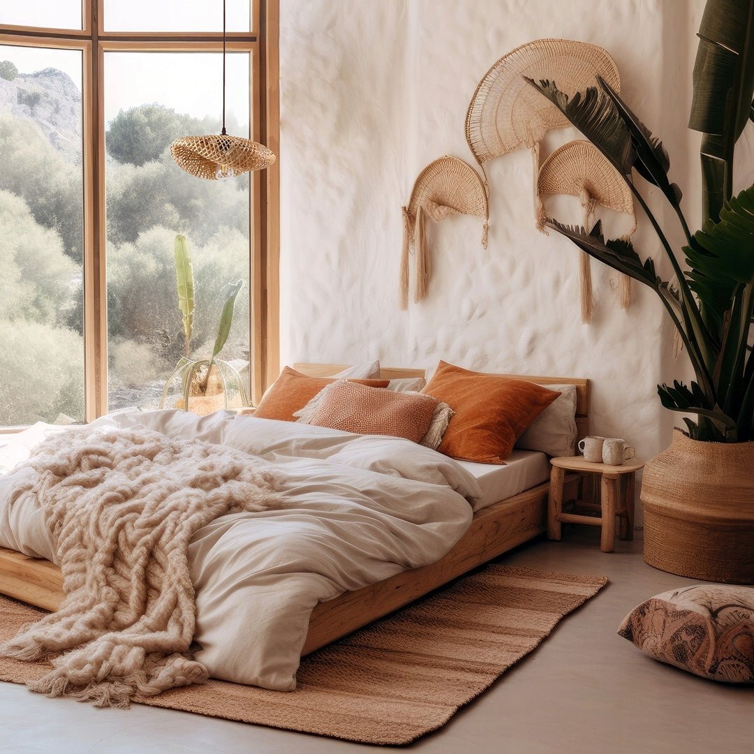 Lampa Sufitowa w Stylu BOHO Wisząca E27 DUŻA 50cm Bambusowa Naturalna - LAITICA