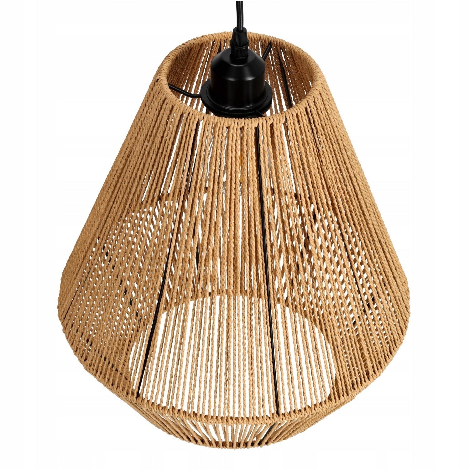 Lampa Sufitowa Wisząca BOHO ze Sznurka i Metalu E27 Odcienie Brązu - LAITICA