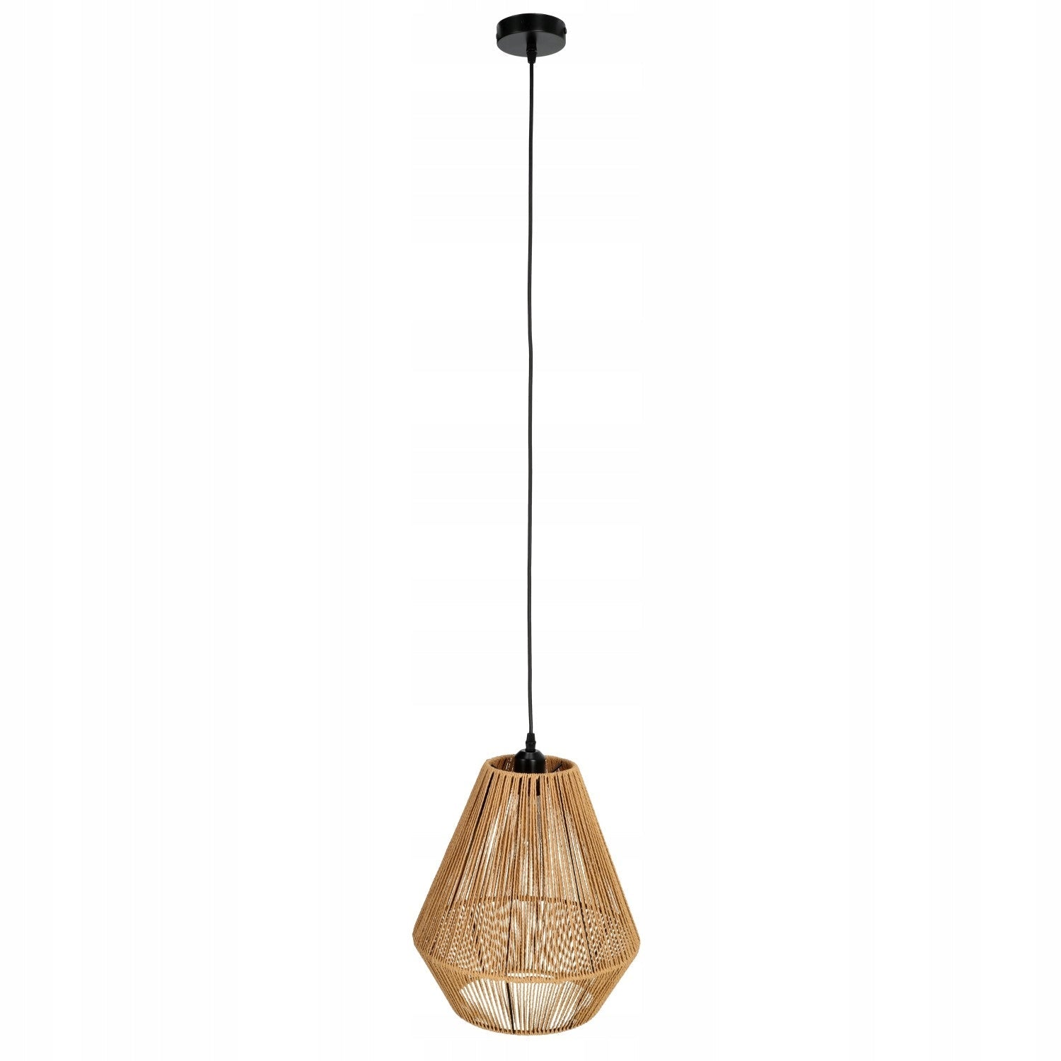 Lampa Sufitowa Wisząca BOHO ze Sznurka i Metalu E27 Odcienie Brązu - LAITICA