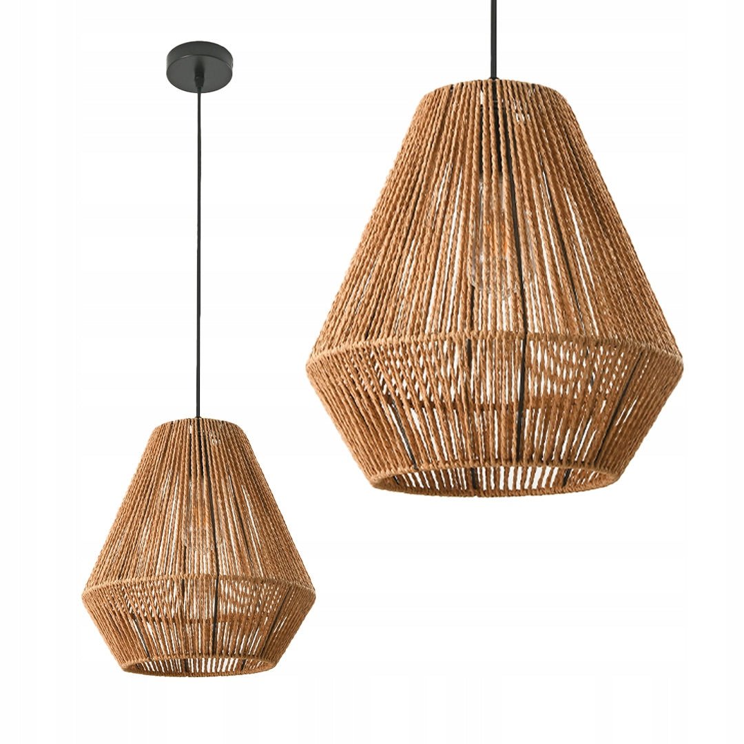 Lampa Sufitowa Wisząca BOHO ze Sznurka i Metalu E27 Odcienie Brązu - LAITICA