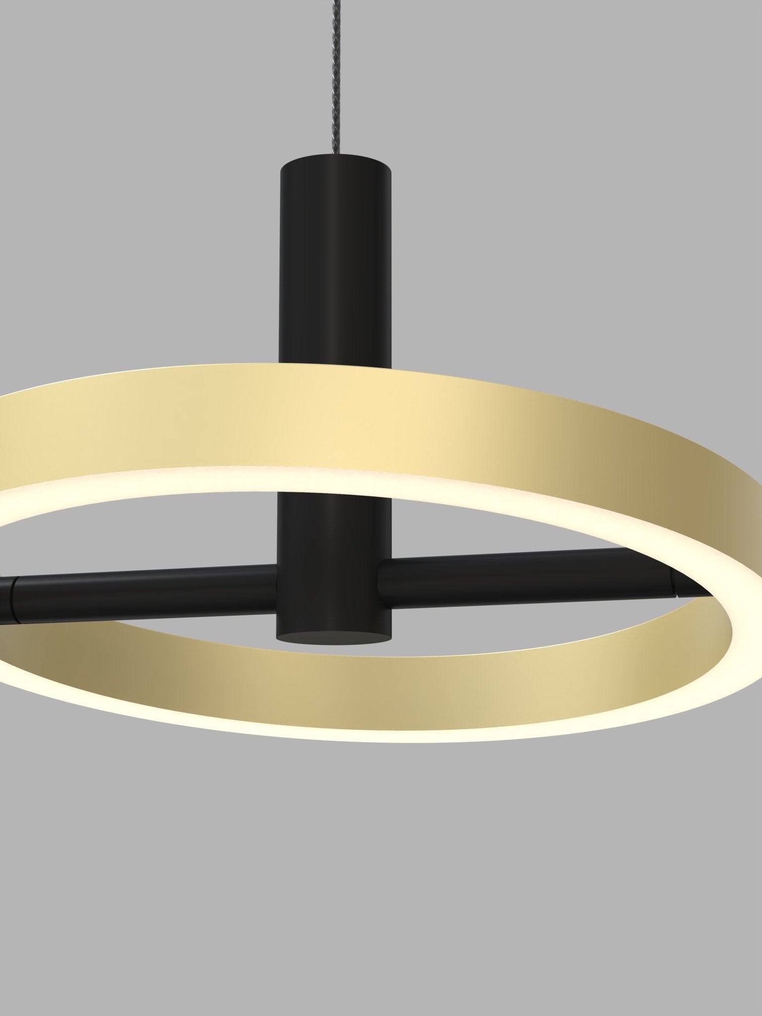 Lampa sufitowa wisząca LED MALTA trójka złote okręgi BARWA CIEPŁA czarna - LAITICA