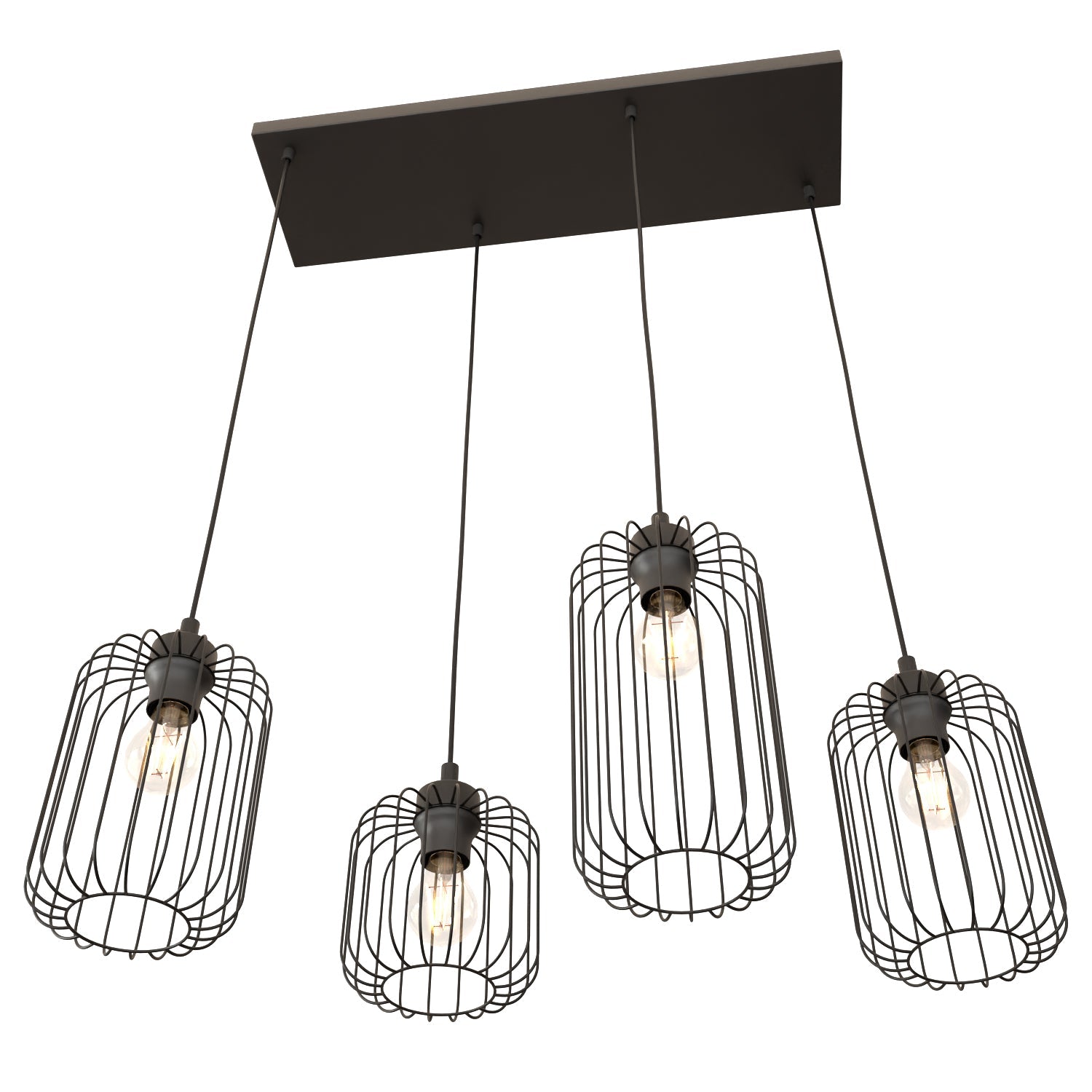Lampa Sufitowa Wisząca LIMA 4 - punktowa E27 Loft Metalowa Czarna Regulowana - LAITICA