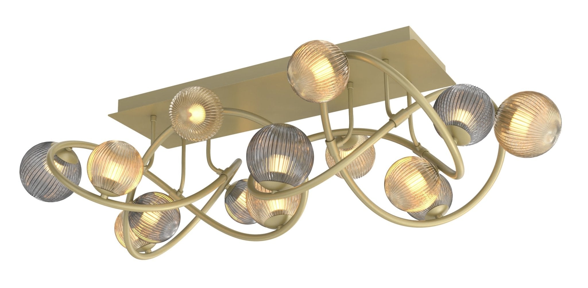 Lampa sufitowa ZŁOTA MALTA 12 kloszy BARWA CIEPŁA duża dekoracyjna 100cm - LAITICA