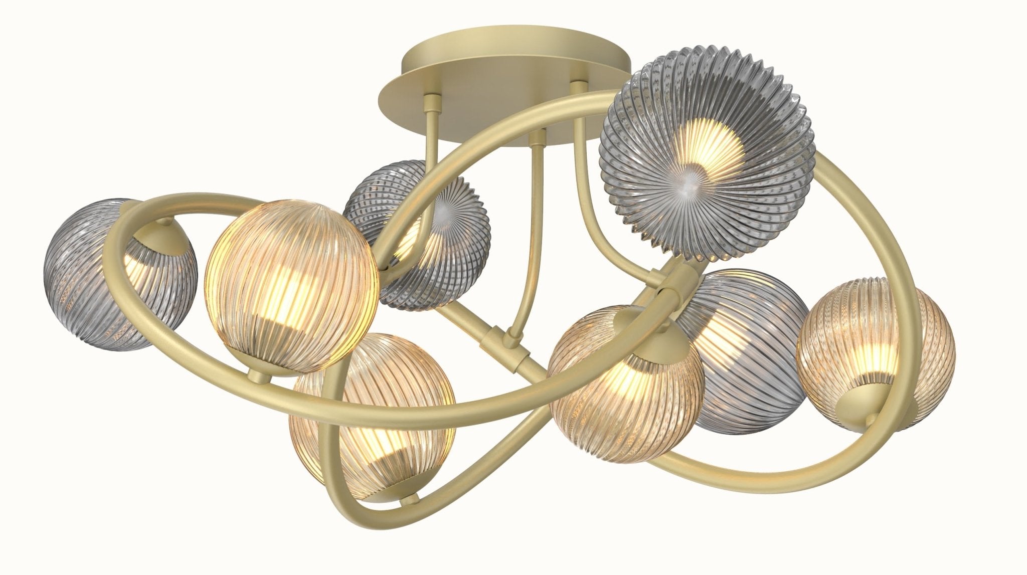 Lampa sufitowa ZŁOTA MALTA 8 kloszy BARWA CIEPŁA dekoracyjna do salonu - LAITICA