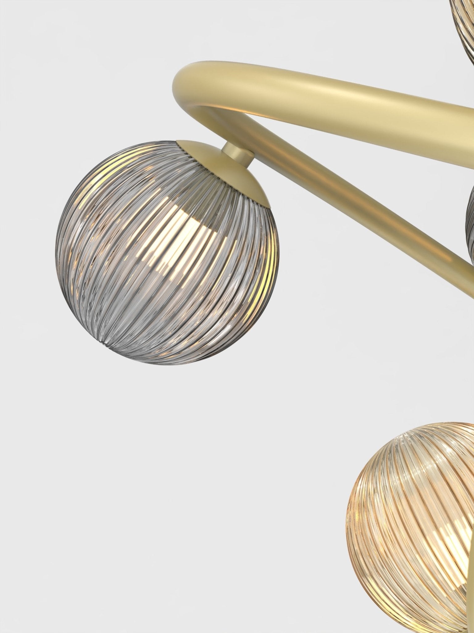 Lampa sufitowa ZŁOTA MALTA 8 kloszy BARWA CIEPŁA dekoracyjna do salonu - LAITICA