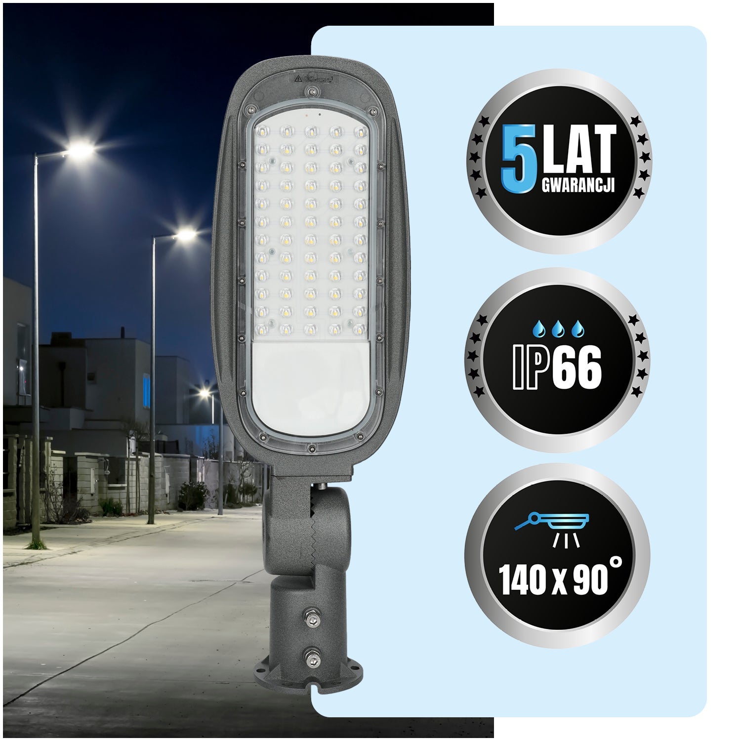 Lampa Uliczna Latarnia Oprawa Drogowa LED PRO 60W REGULOWANA mocna IP66 - LAITICA