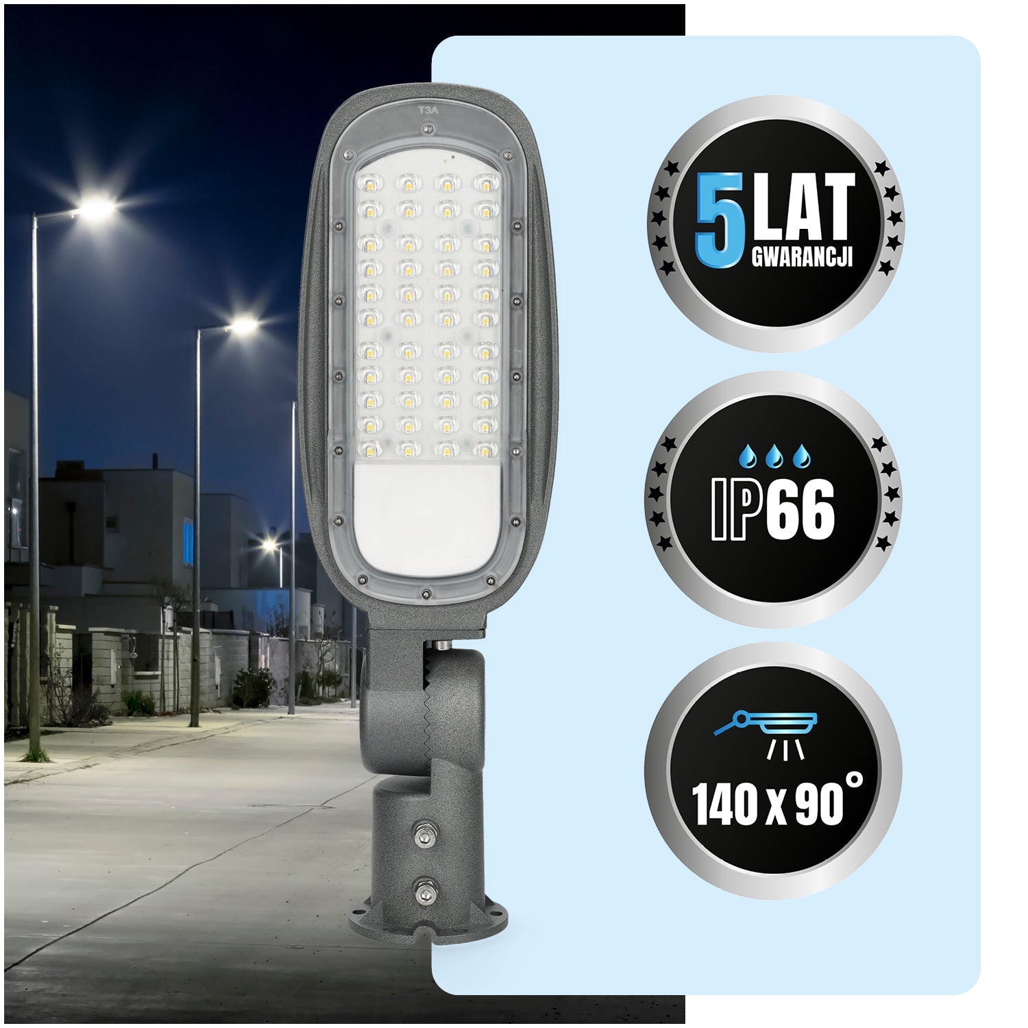 Lampa Uliczna LED Latarnia 40W Oprawa Drogowa IP66 wodoodporna 4000K - LAITICA