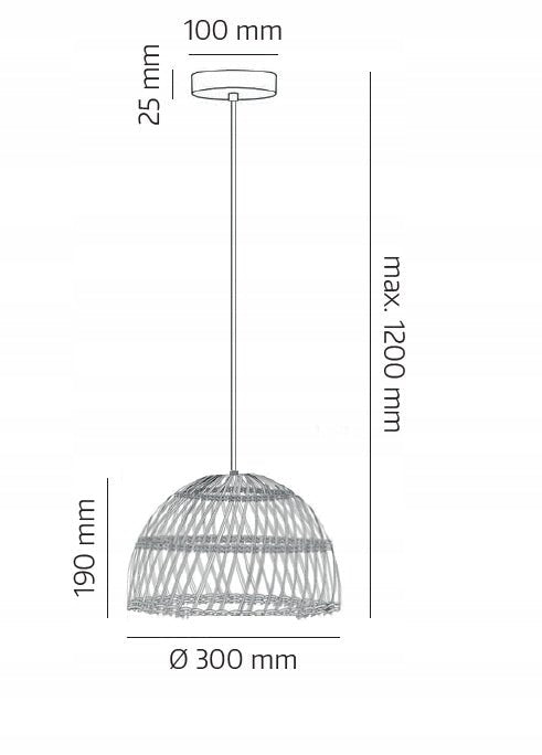 Lampa w Stylu BOHO Wisząca Rattanowa Pleciona Naturalna E27 Sufitowa - LAITICA