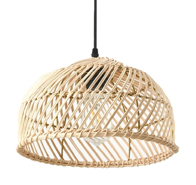 Lampa w Stylu BOHO Wisząca Rattanowa Pleciona Naturalna E27 Sufitowa - LAITICA