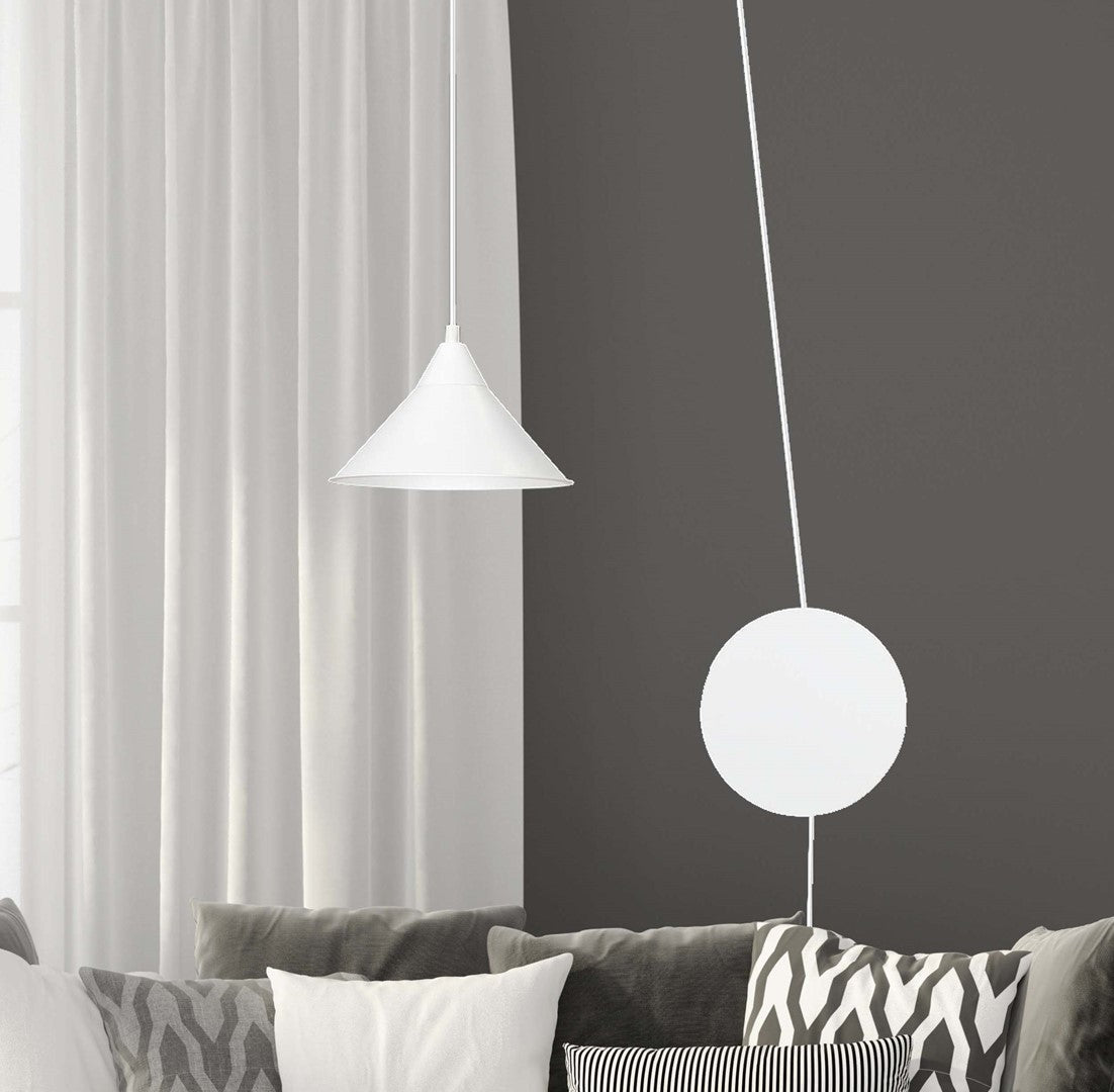 Lampa wisząca ABRAMO 1 WHITE nowoczesna, loft, biała - LAITICA