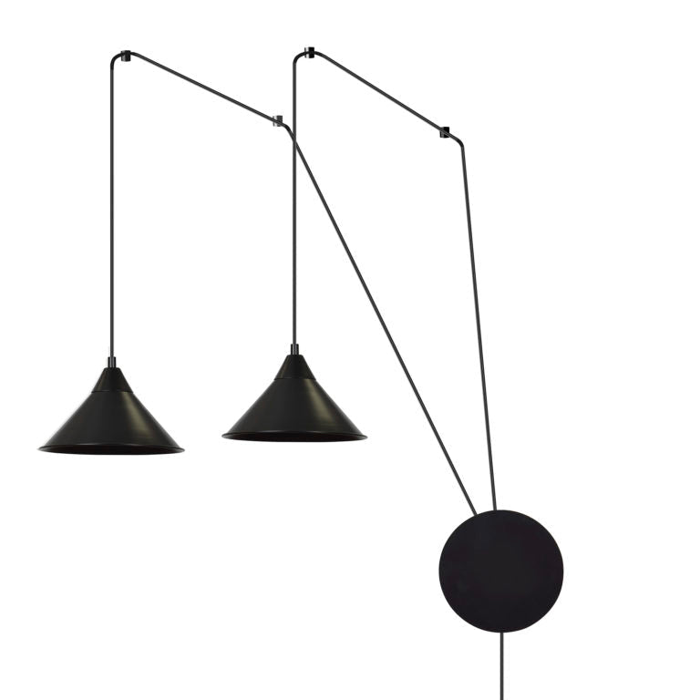 Lampa wisząca ABRAMO 2 BLACK nowoczesna, loft, czarna - LAITICA