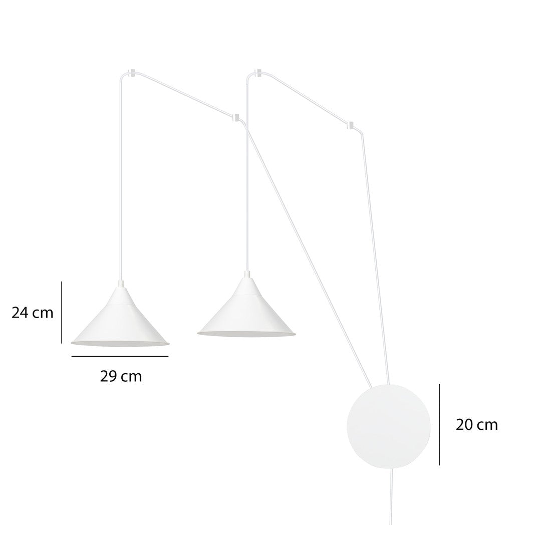 Lampa wisząca ABRAMO 2 WHITE nowoczesna, loft, biała - LAITICA