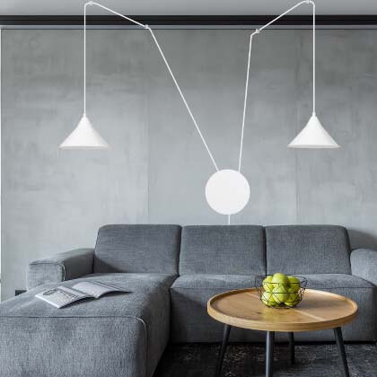 Lampa wisząca ABRAMO 2 WHITE nowoczesna, loft, biała - LAITICA