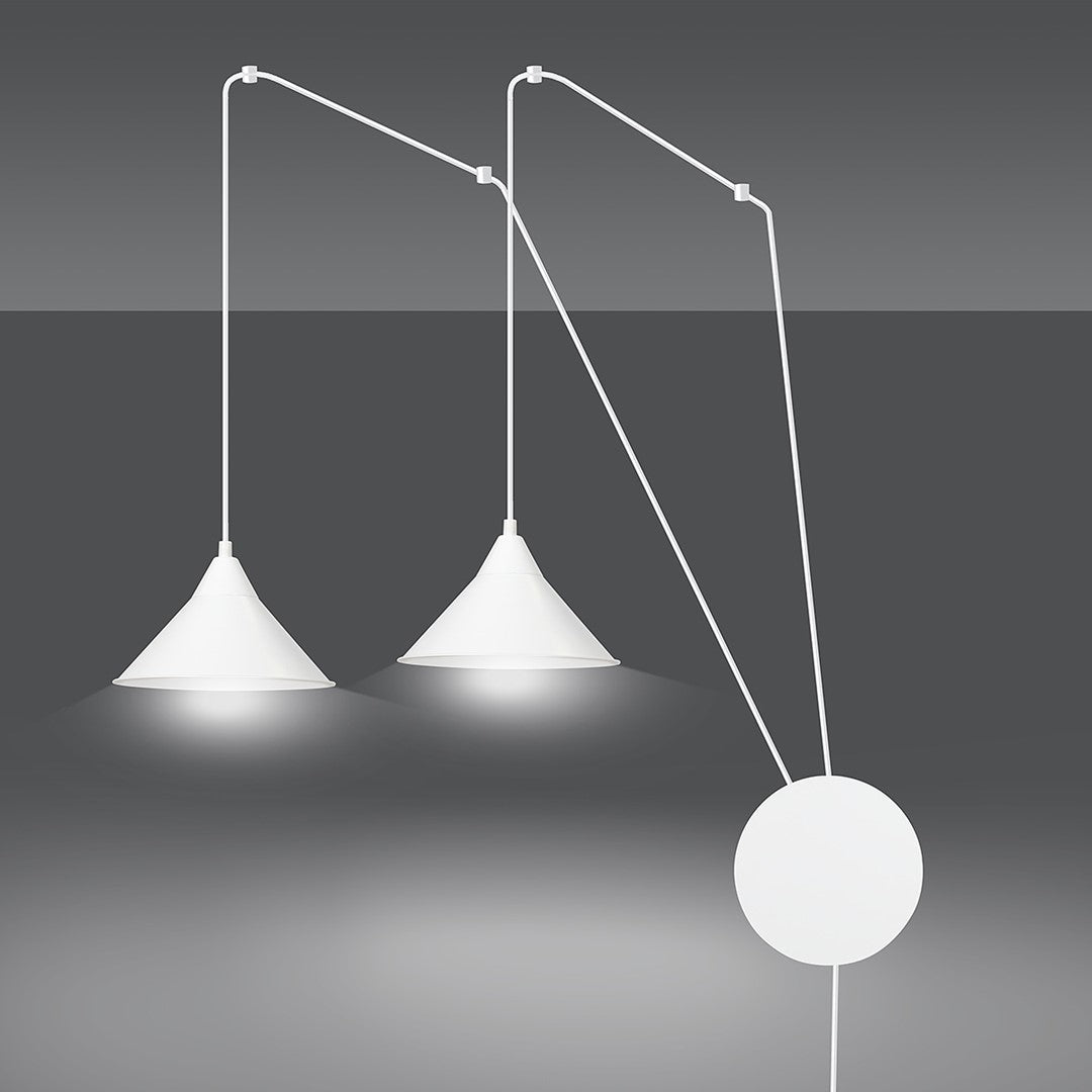 Lampa wisząca ABRAMO 2 WHITE nowoczesna, loft, biała - LAITICA