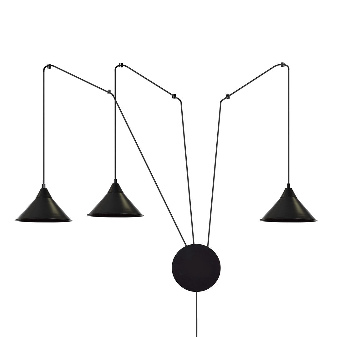 Lampa wisząca ABRAMO 3 BLACK nowoczesna, loft, czarna - LAITICA