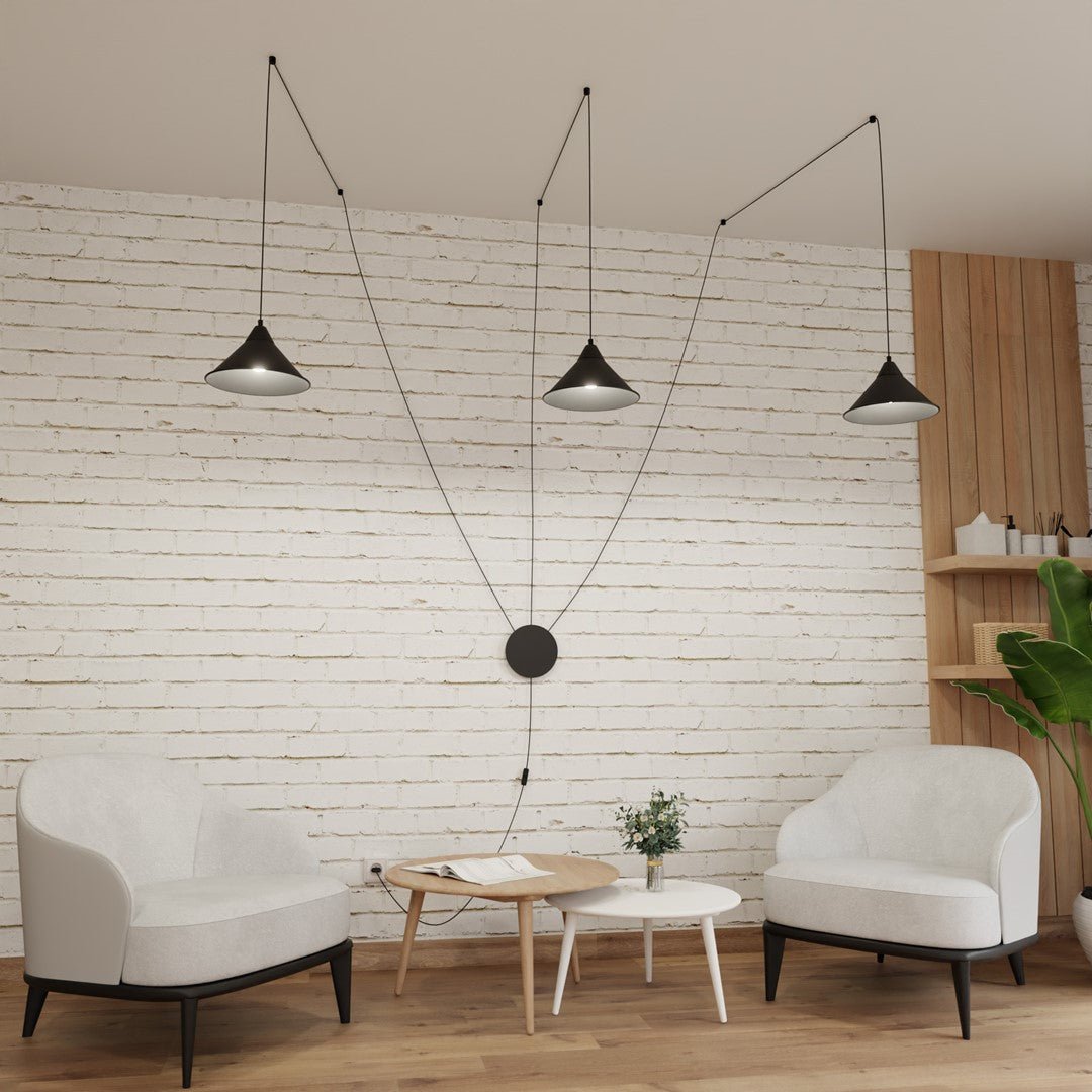 Lampa wisząca ABRAMO 3 BLACK nowoczesna, loft, czarna - LAITICA