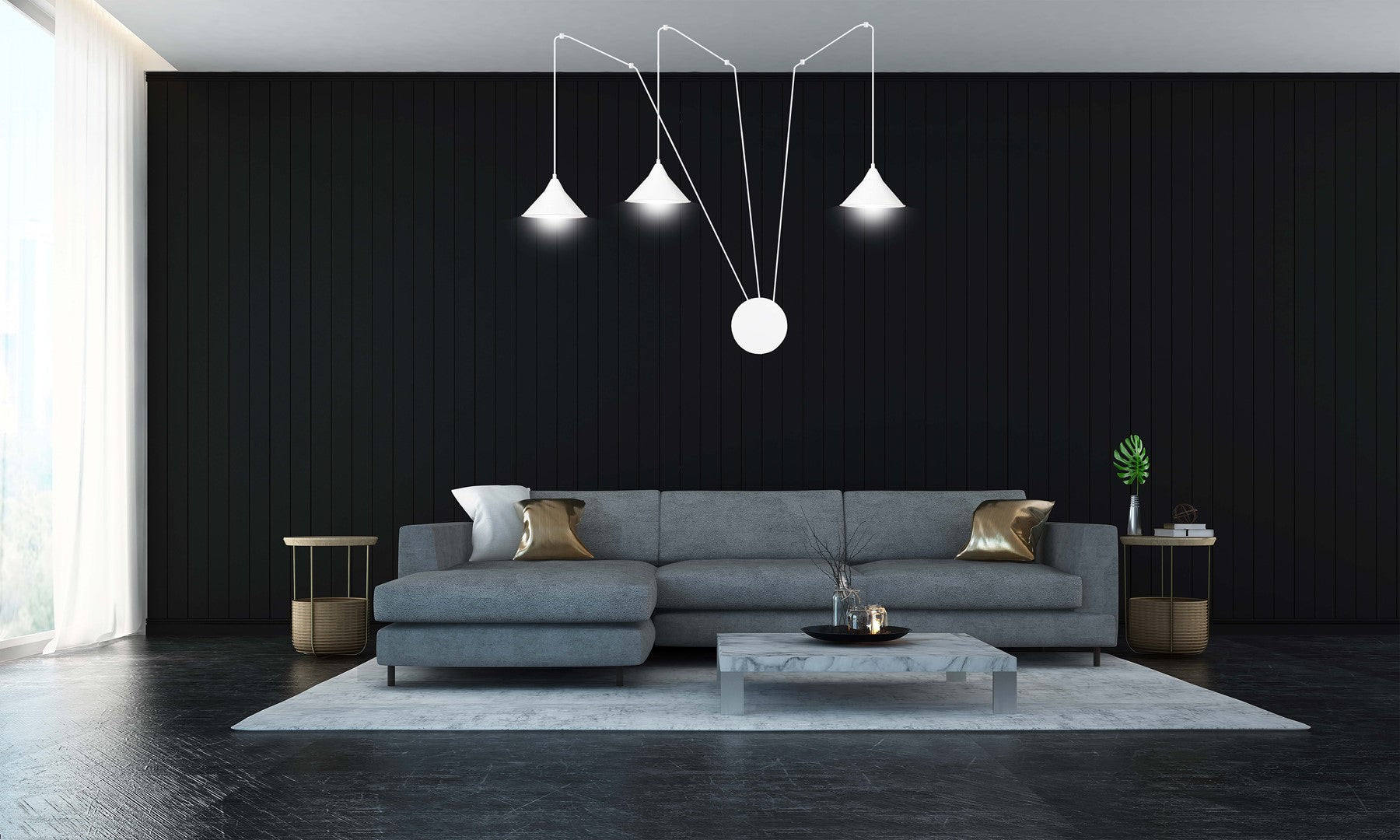 Lampa wisząca ABRAMO 3 WHITE nowoczesna, loft, biała - LAITICA