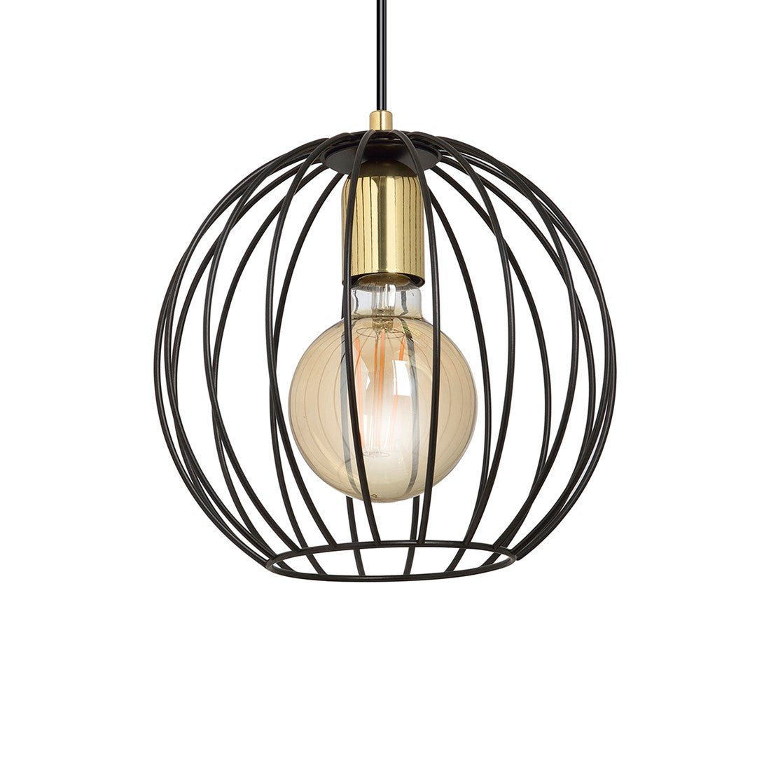 Lampa wisząca ALBIO 1 BLACK nowoczesna, loft, czarno/złota - LAITICA