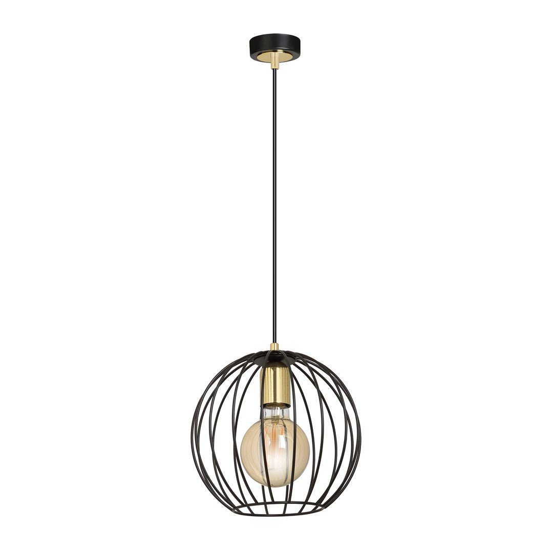 Lampa wisząca ALBIO 1 BLACK nowoczesna, loft, czarno/złota - LAITICA