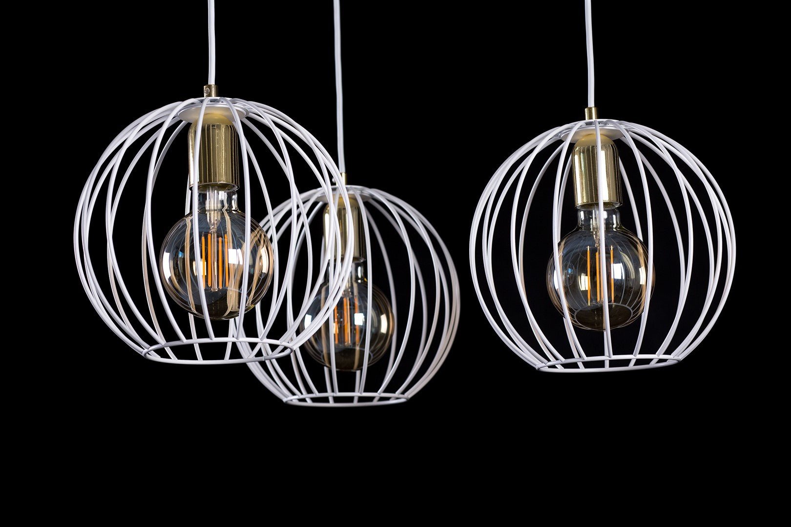Lampa wisząca ALBIO 3 WHITE nowoczesna, loft, biało/złota - LAITICA