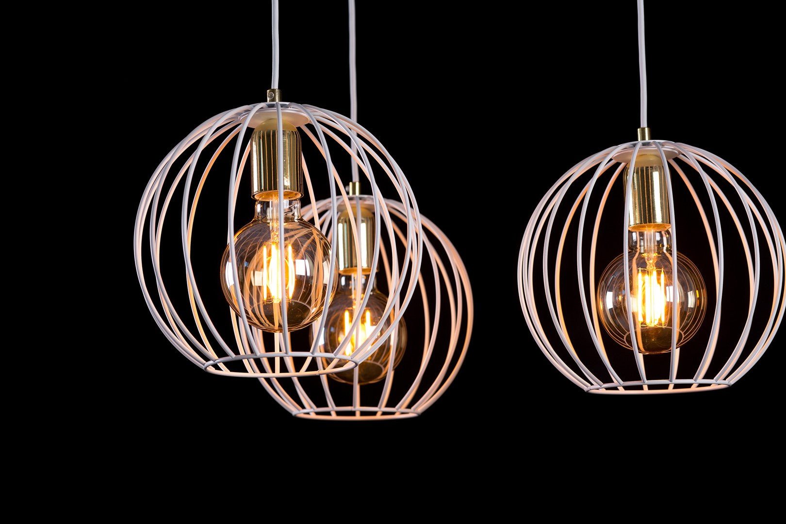 Lampa wisząca ALBIO 3 WHITE nowoczesna, loft, biało/złota - LAITICA