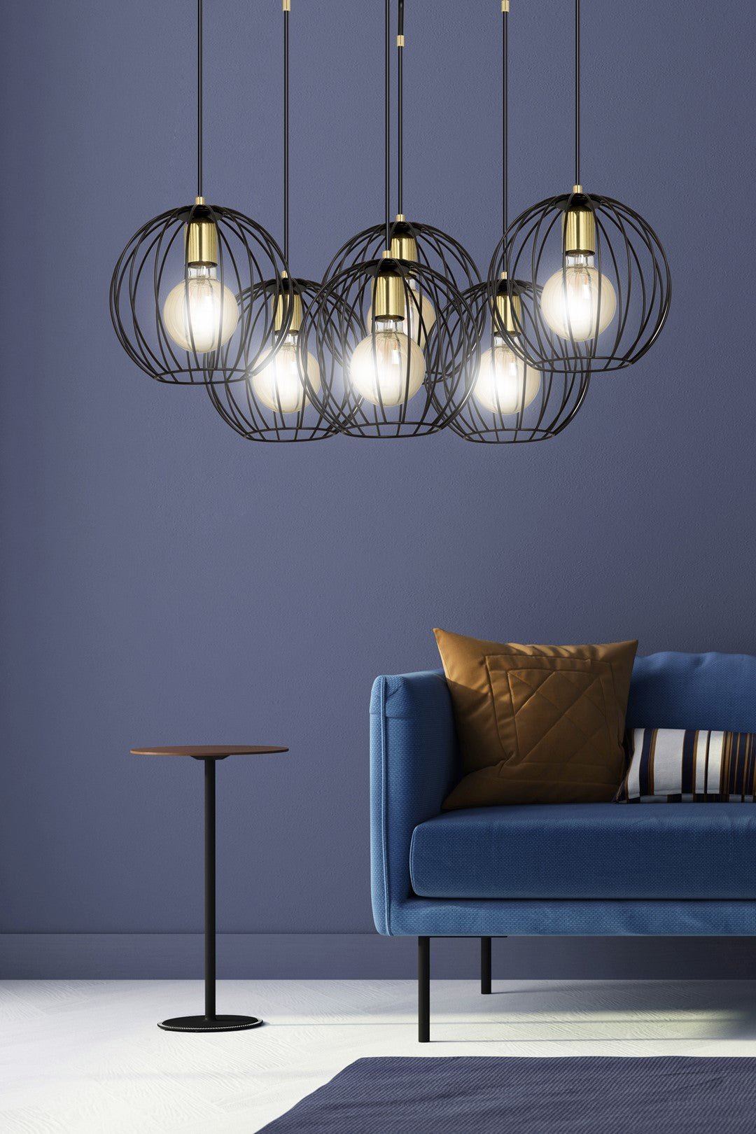 Lampa wisząca ALBIO 6 BLACK nowoczesna, loft, czarno/złota - LAITICA