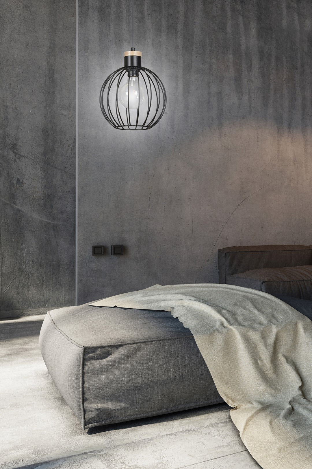 Lampa wisząca BARBADO 1 BLACK skandynawska, drewno, czarna - LAITICA
