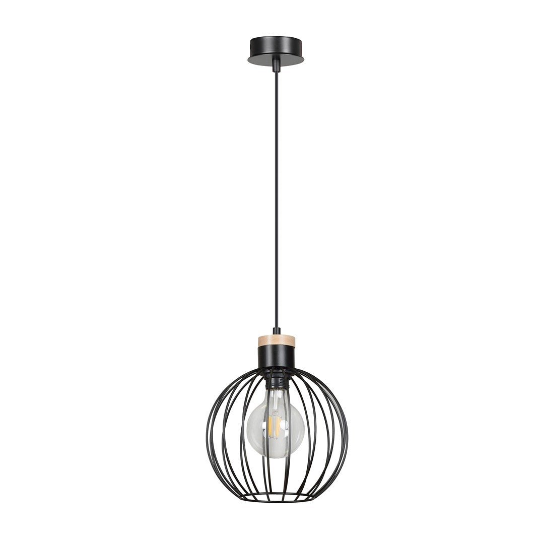Lampa wisząca BARBADO 1 BLACK skandynawska, drewno, czarna - LAITICA