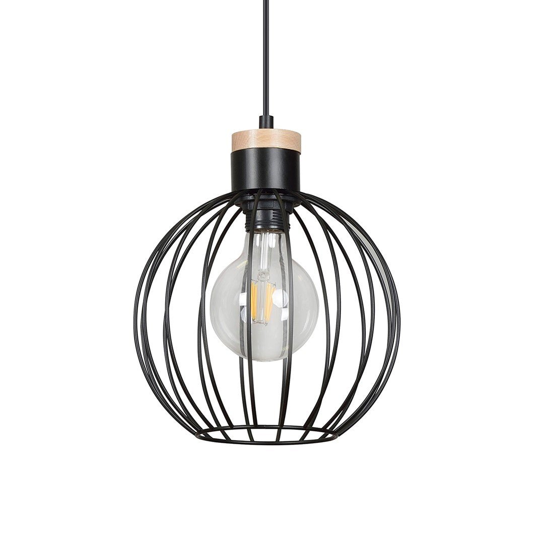 Lampa wisząca BARBADO 1 BLACK skandynawska, drewno, czarna - LAITICA