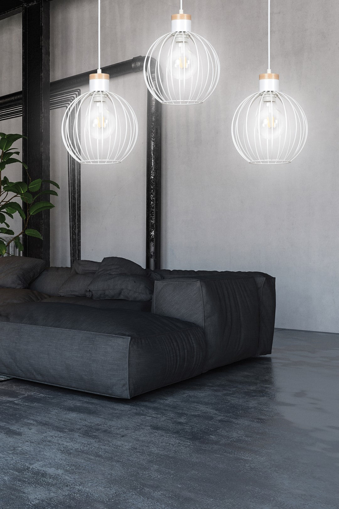 Lampa wisząca BARBADO 3 WHITE skandynawska, drewno, biała - LAITICA