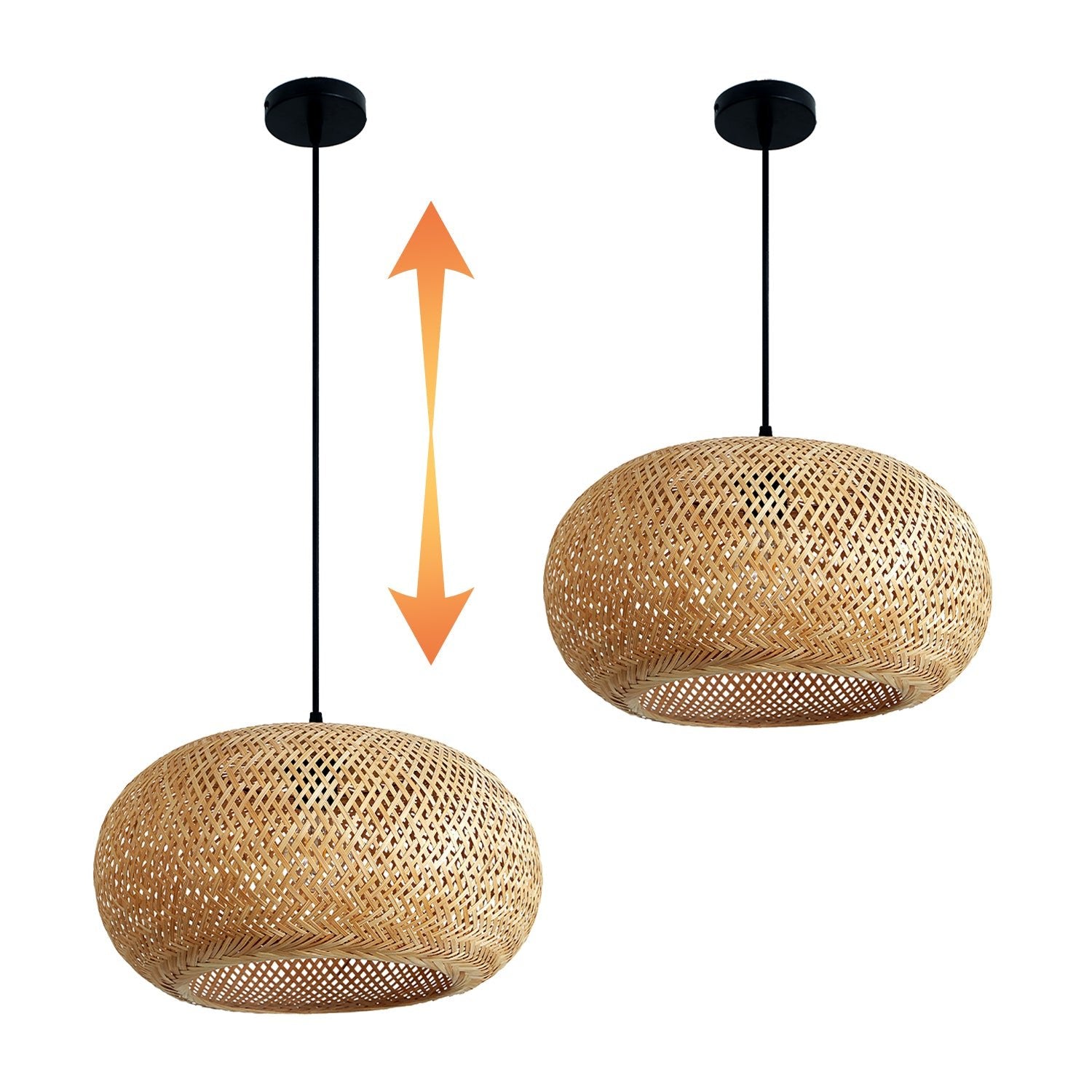Lampa Wisząca BELMO sufitowa beż/czarny ABAŻUR pleciona BAMBUSOWA 1xE27 - LAITICA