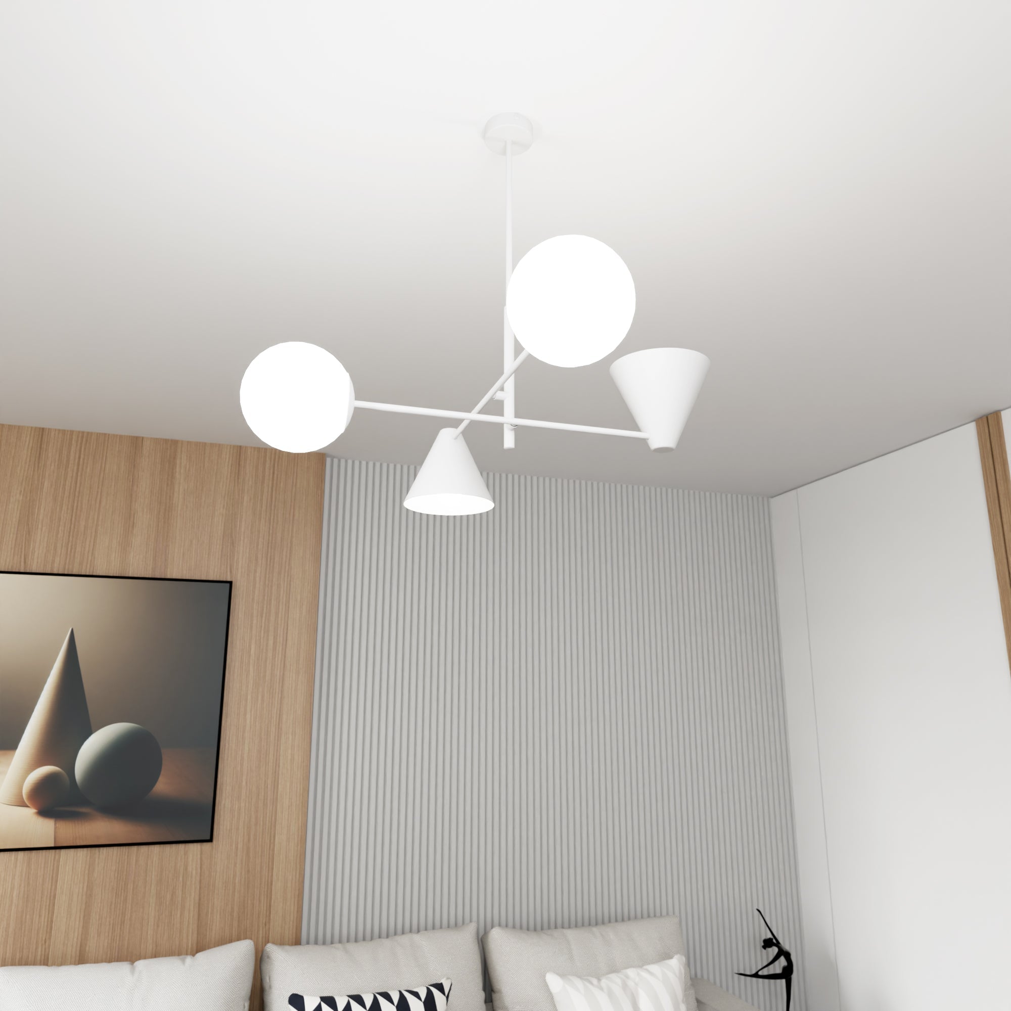 Lampa wisząca biała INEZ sufitowa 4 - punktowa E14 klosz metalowy i okrągły - LAITICA